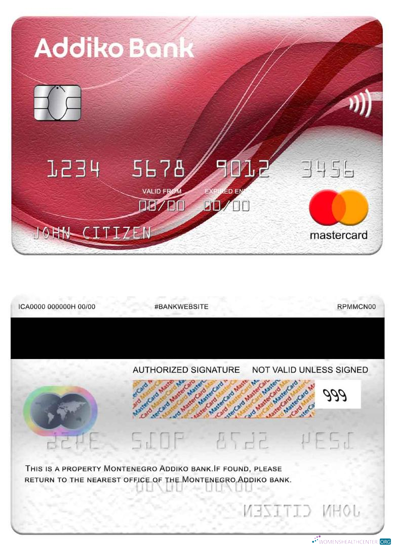 Download Montenegro Addiko Bank mastercard Photoshop template